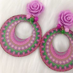 G102-WOOD HOOPS SET - Pink